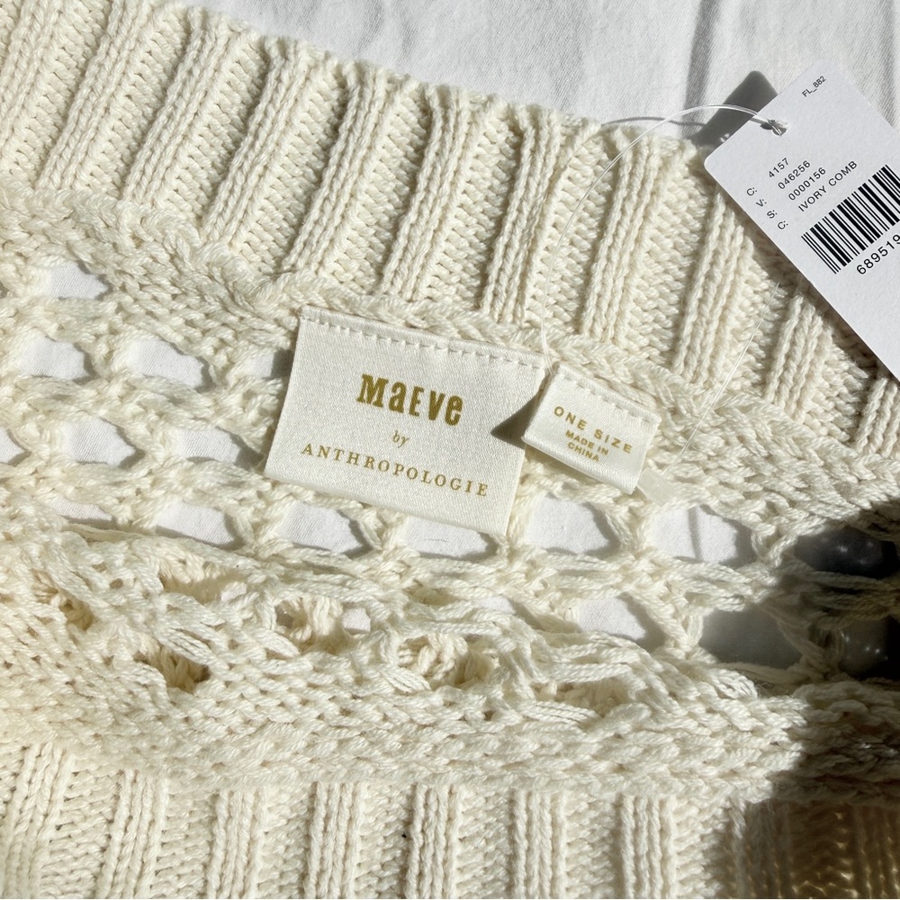 Maeve Anthropology Cream One-Shoulder Sweater - Picture 6 of 7